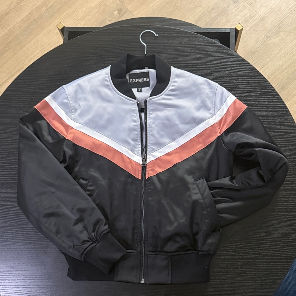 Express Women’ Black and Gray Bomber Jacket